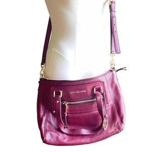 Michael Kors Gilmore Shoulder Bag Leather Satchel Handbag Purse Large Burgundy